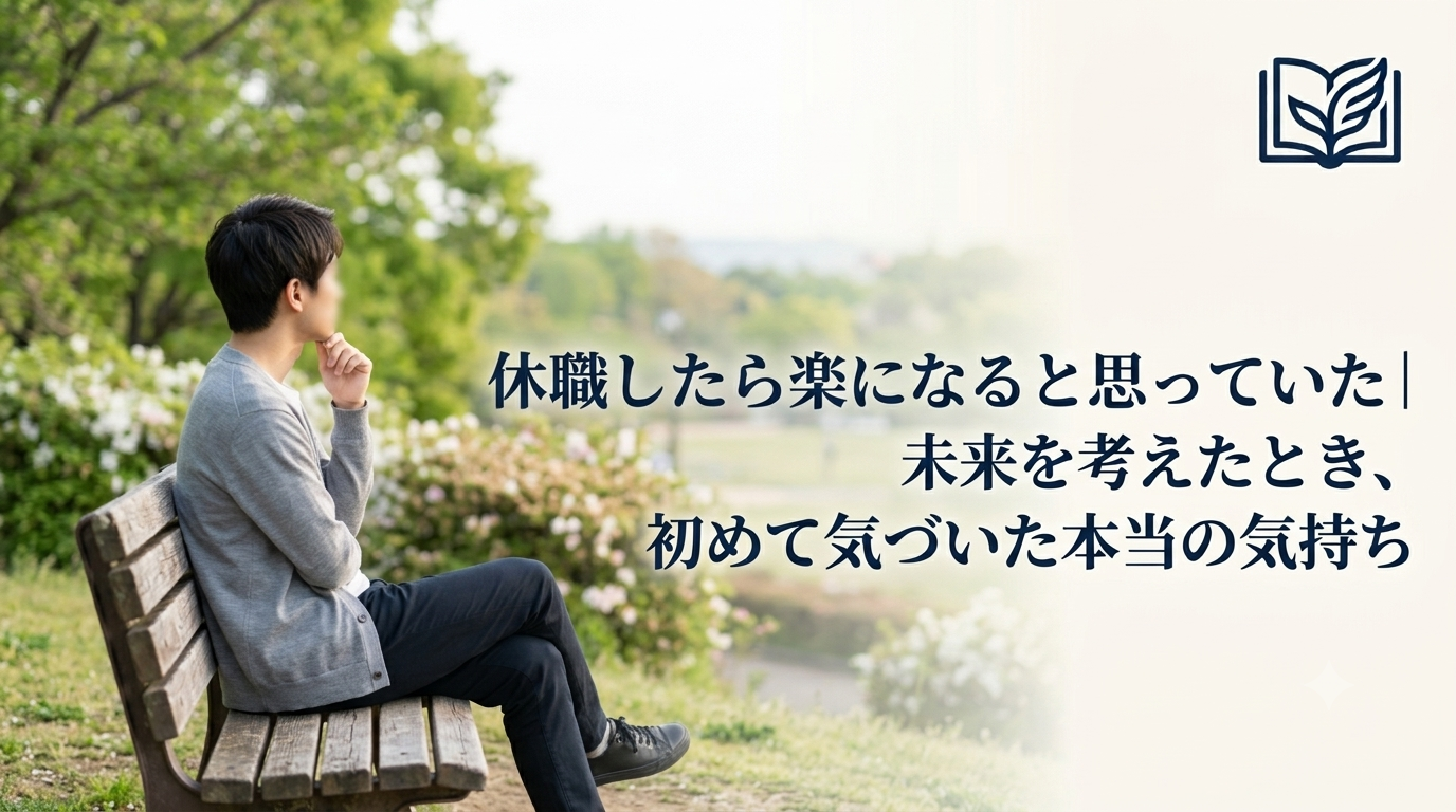 休職後に公園で一人未来について考える男性をイメージしたブログ記事のアイキャッチ